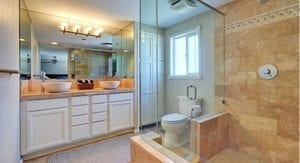 fully finished bathroom with glass shower